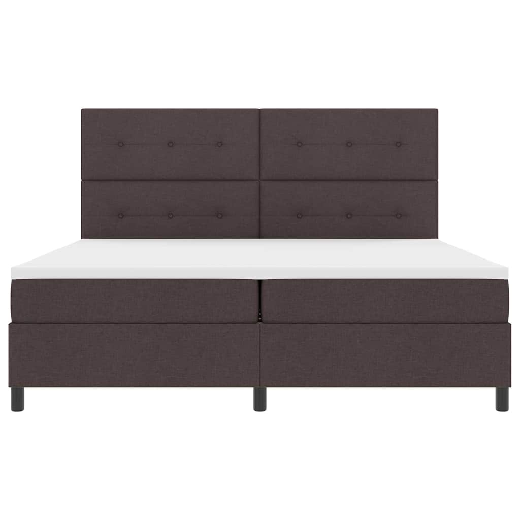Boxrugós ágy fejtámlával Sötét Barna 200 x 200 cm szövet