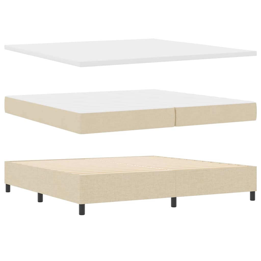 Boxrugós ágy fejtámlával Krém 200 x 200 cm szövet