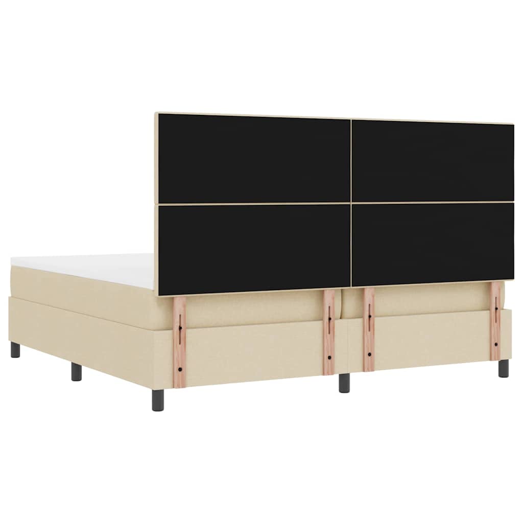 Boxrugós ágy fejtámlával Krém 200 x 200 cm szövet