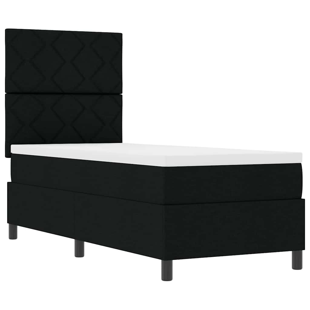 Boxrugós ágy fejtámlával Fekete 80 x 200 cm szövet