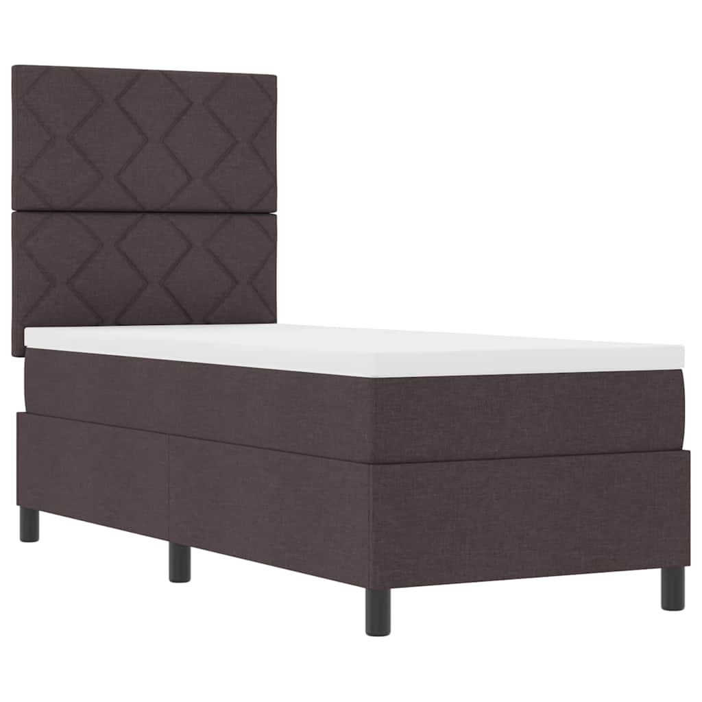 Boxrugós ágy fejtámlával Sötét Barna 80 x 200 cm szövet