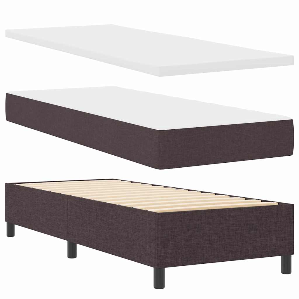 Boxrugós ágy fejtámlával Sötét Barna 80 x 200 cm szövet