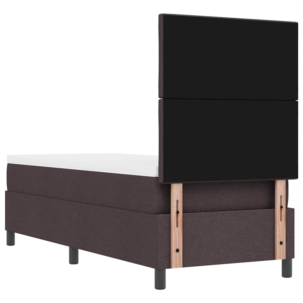 Boxrugós ágy fejtámlával Sötét Barna 80 x 200 cm szövet