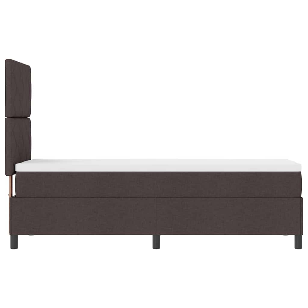 Boxrugós ágy fejtámlával Sötét Barna 80 x 200 cm szövet