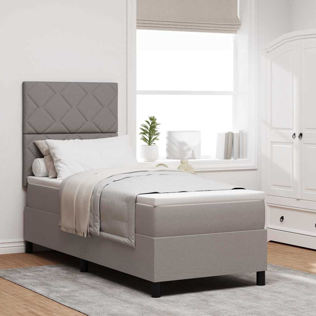 Boxrugós ágy fejtámlával Tópszínű 80 x 200 cm szövet