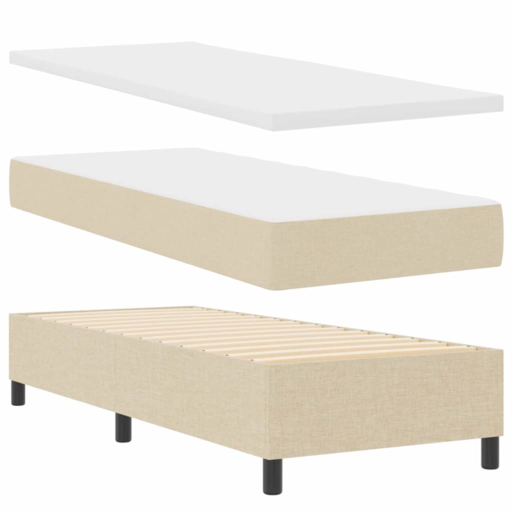 Boxrugós ágy fejtámlával Krém 80 x 200 cm szövet