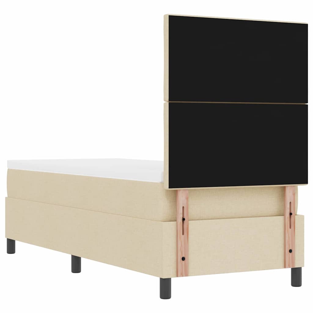 Boxrugós ágy fejtámlával Krém 80 x 200 cm szövet