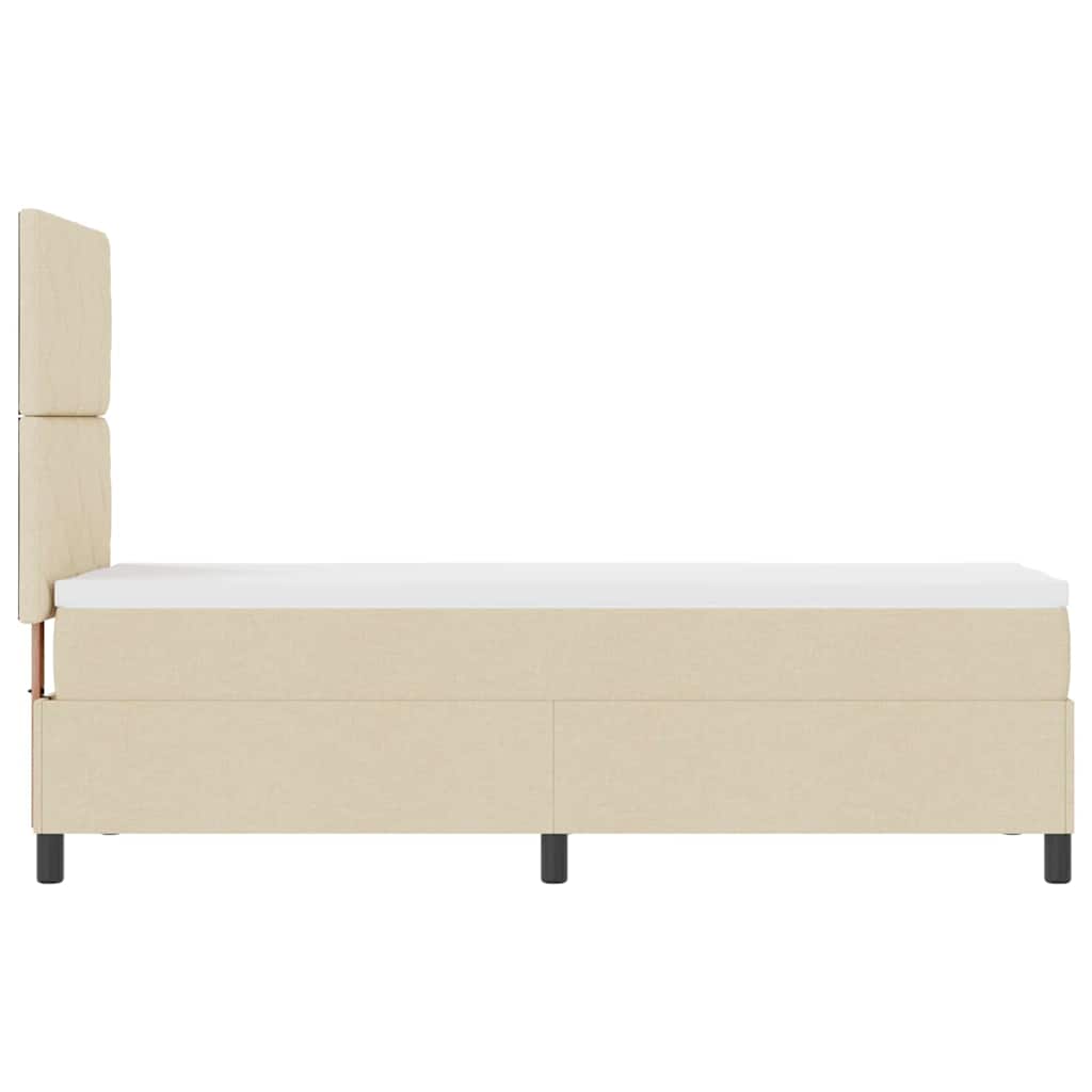 Boxrugós ágy fejtámlával Krém 80 x 200 cm szövet