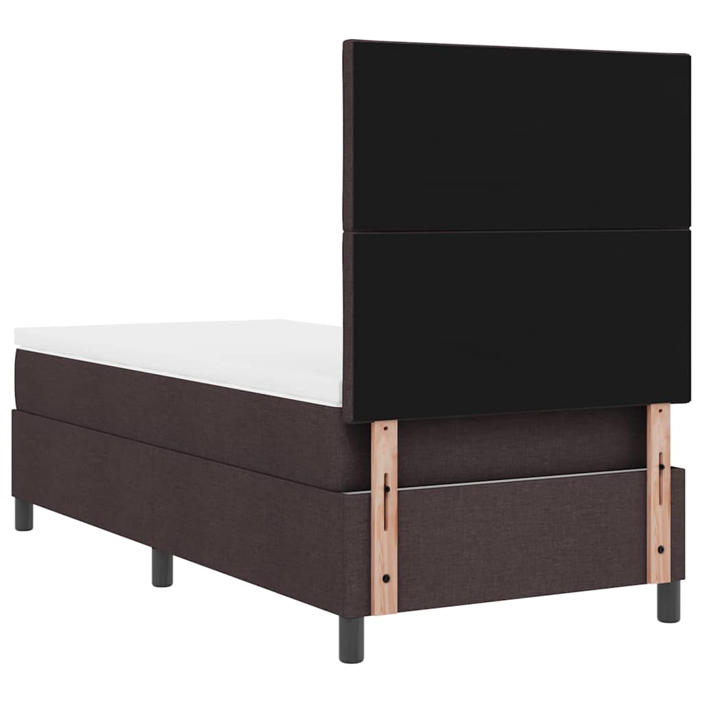 Boxrugós ágy fejtámlával Sötét Barna 90 x 190 cm szövet