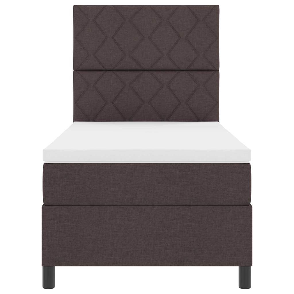 Boxrugós ágy fejtámlával Sötét Barna 90 x 190 cm szövet