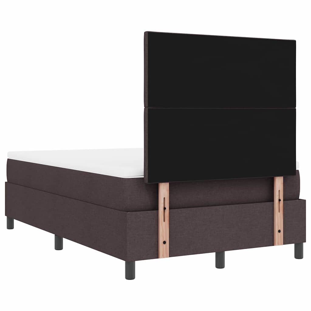Boxrugós ágy fejtámlával Sötét Barna 120 x 190 cm szövet