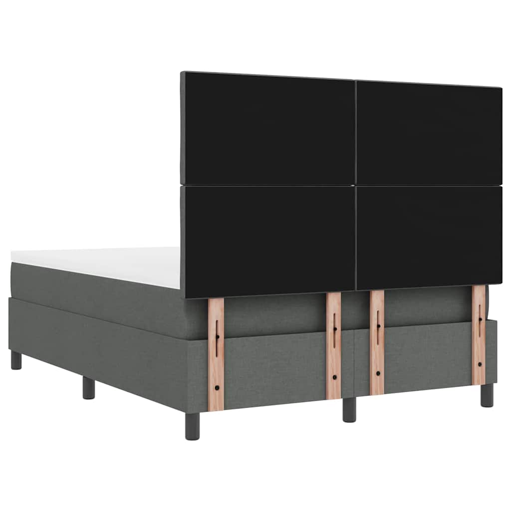 Boxrugós ágy fejtámlával Sötétszürke 140 x 190 cm szövet
