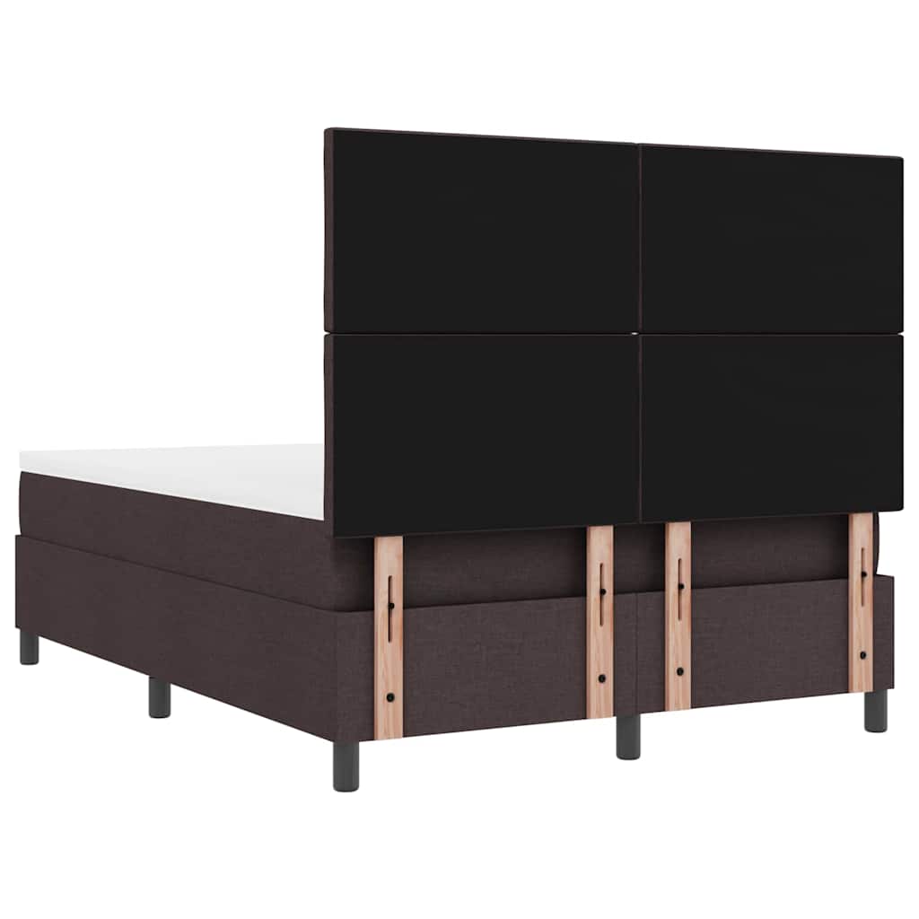 Boxrugós ágy fejtámlával Sötét Barna 140 x 200 cm szövet