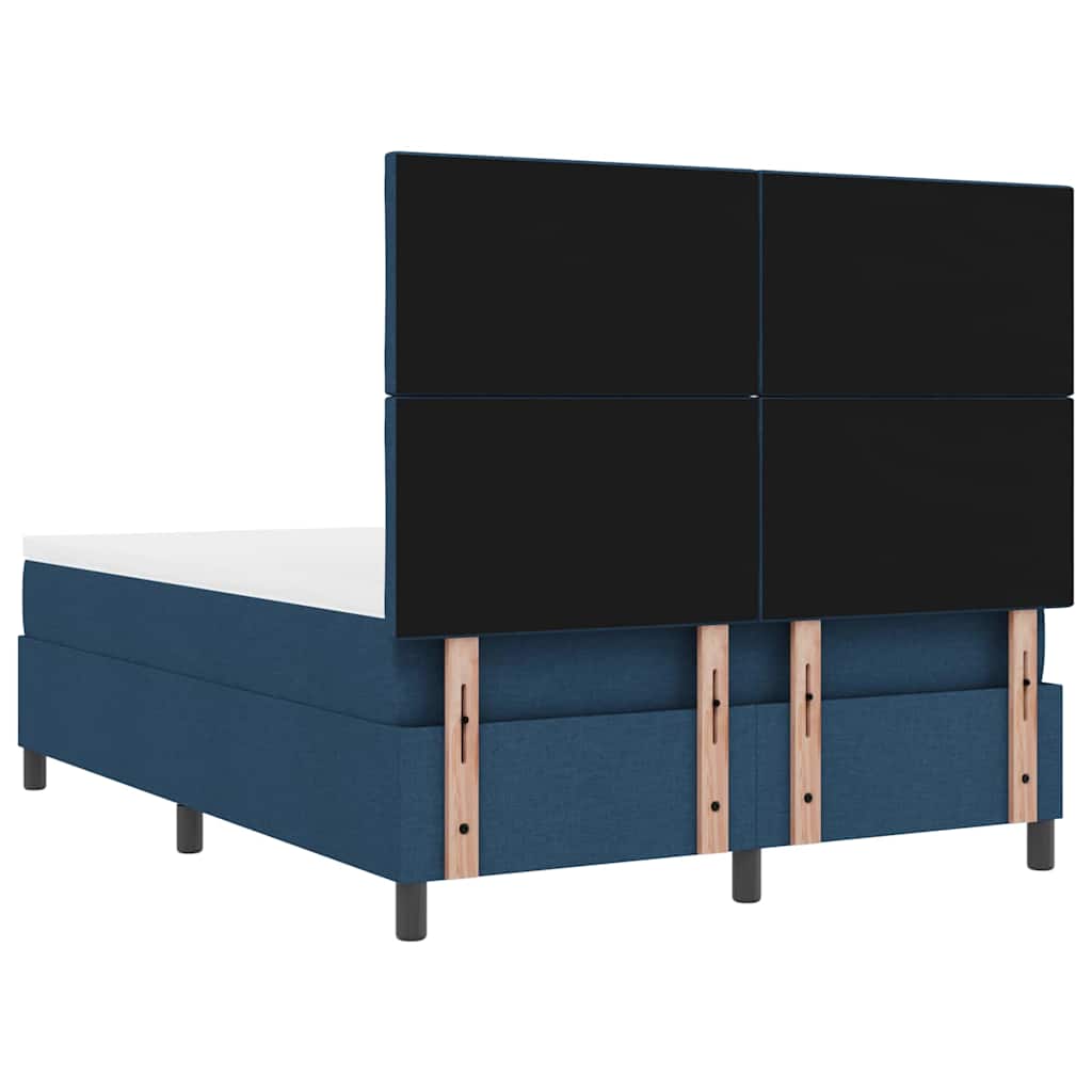 Boxrugós ágy fejtámlával Kék 160 x 200 cm szövet