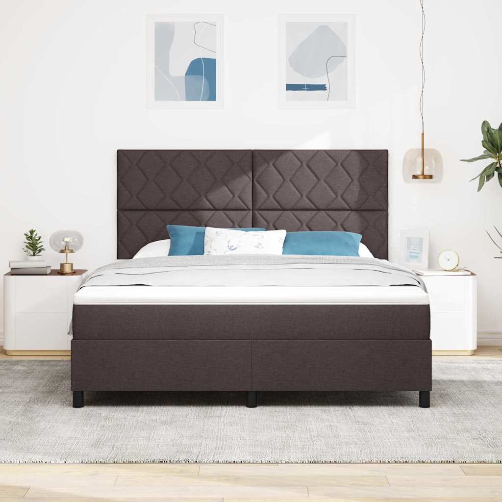 Boxrugós ágy fejtámlával Sötét Barna 180 x 200 cm szövet