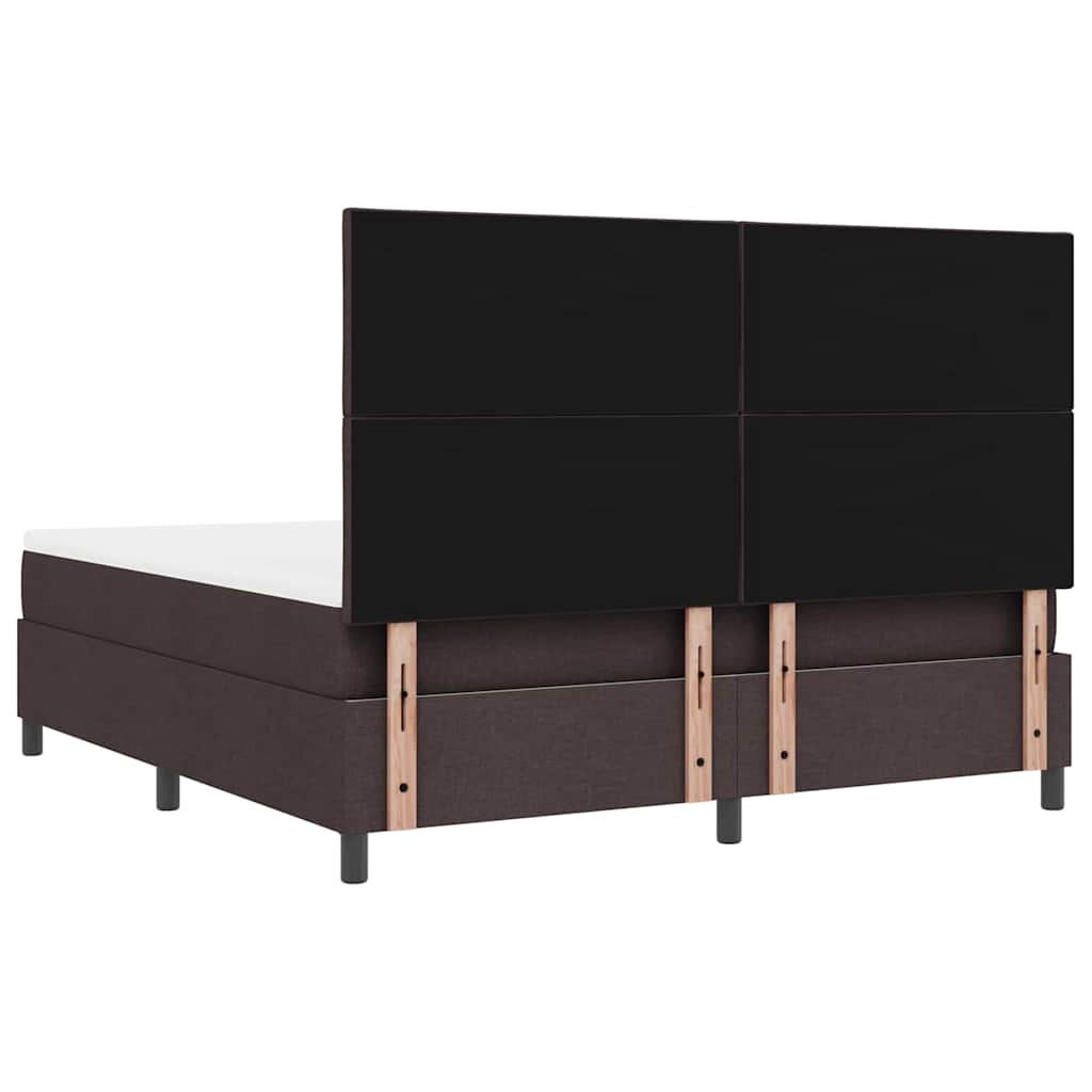 Boxrugós ágy fejtámlával Sötét Barna 180 x 200 cm szövet