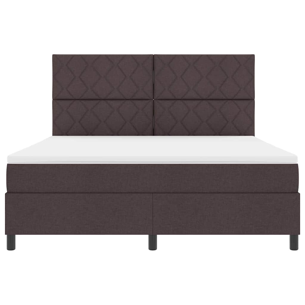Boxrugós ágy fejtámlával Sötét Barna 180 x 200 cm szövet