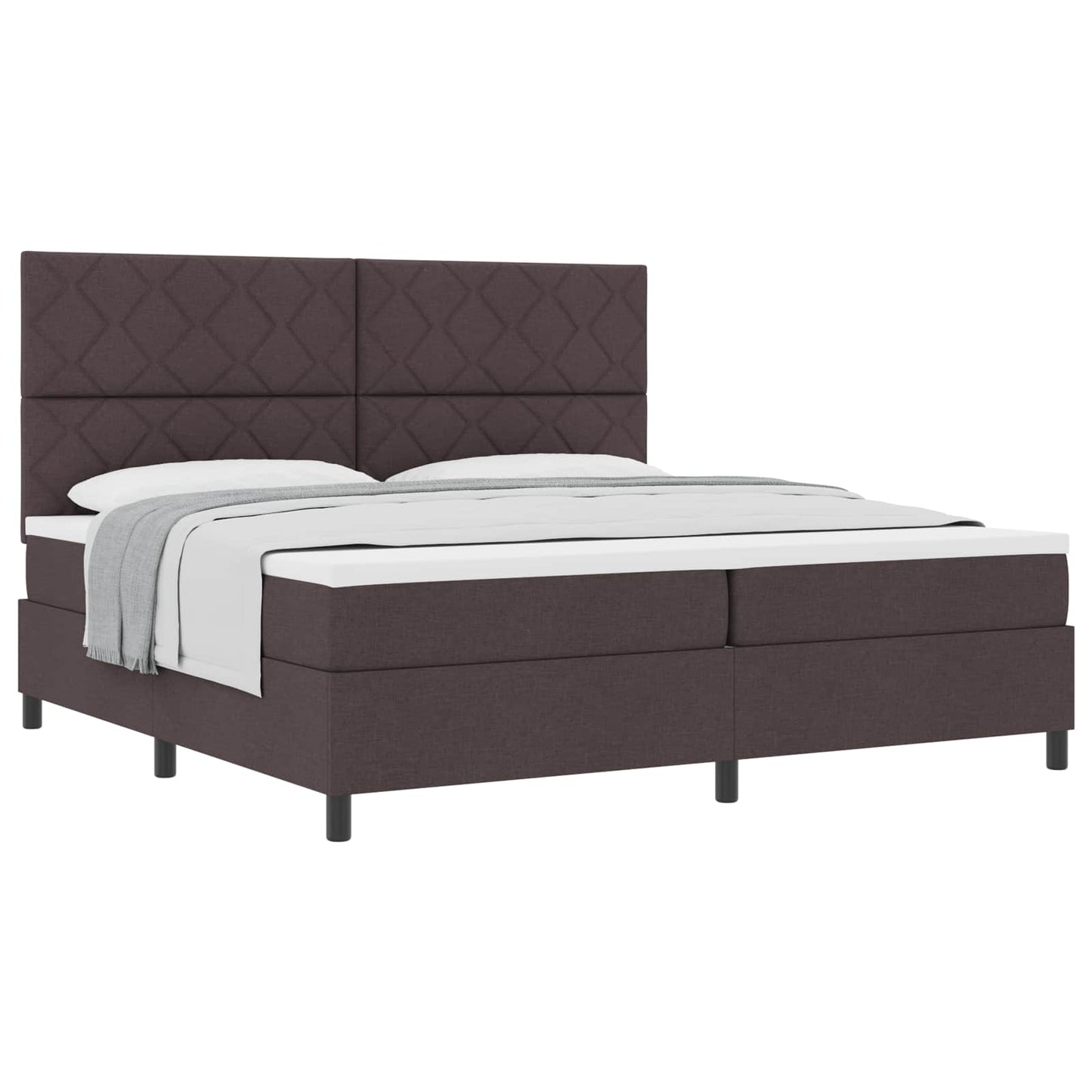 Boxrugós ágy fejtámlával Sötét Barna 200 x 200 cm szövet