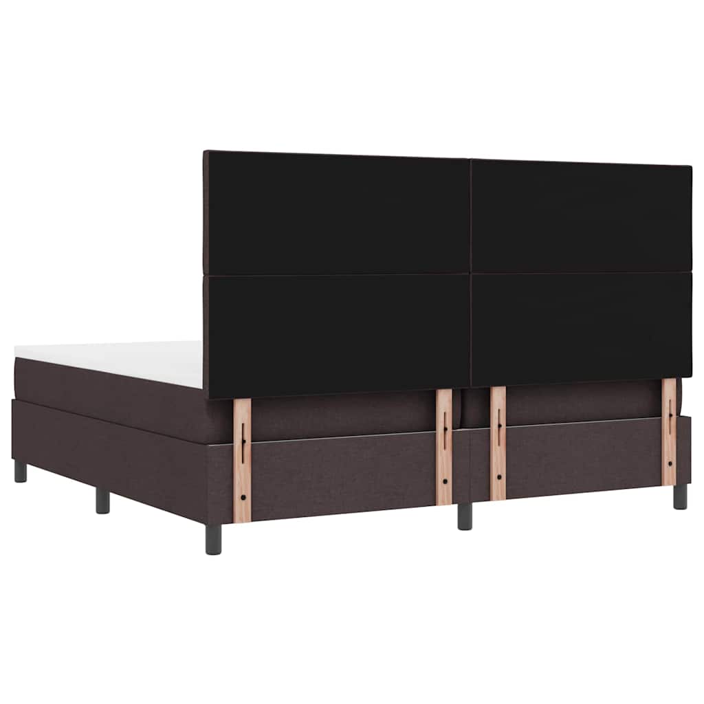 Boxrugós ágy matracmal Sötét Barna 200 x 200 cm szövet