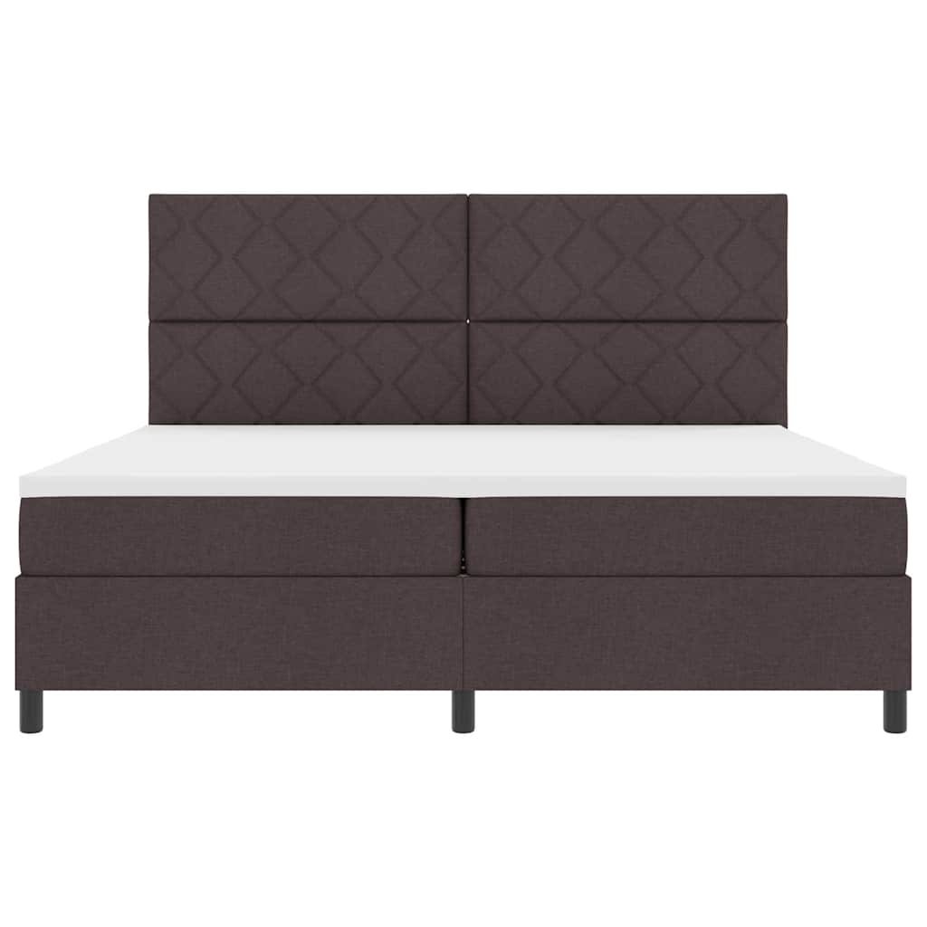 Boxrugós ágy fejtámlával Sötét Barna 200 x 200 cm szövet