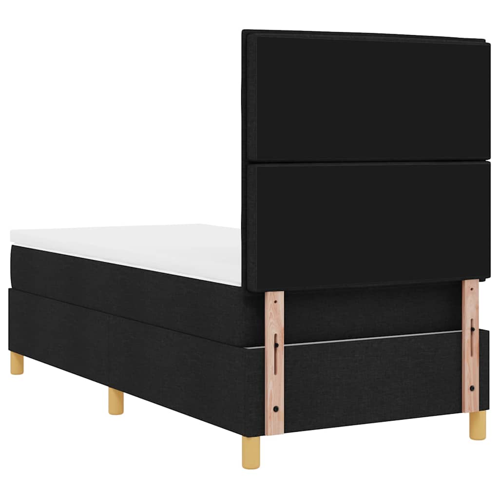 Boxrugós ágy matracmal fejtámlával Fekete 80 x 200 cm szövet