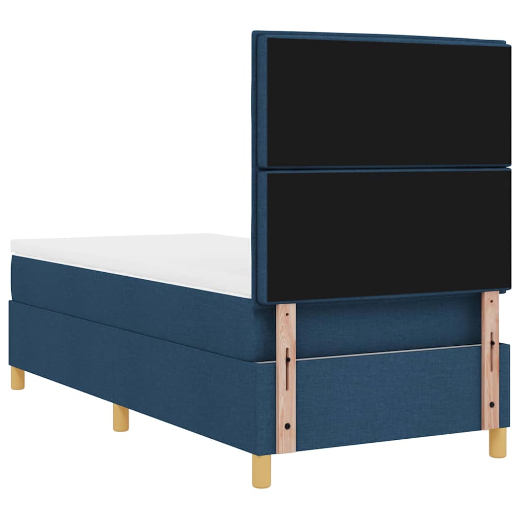 Boxrugós ágy matracmal fejtámlával Kék 90 x 190 cm szövet