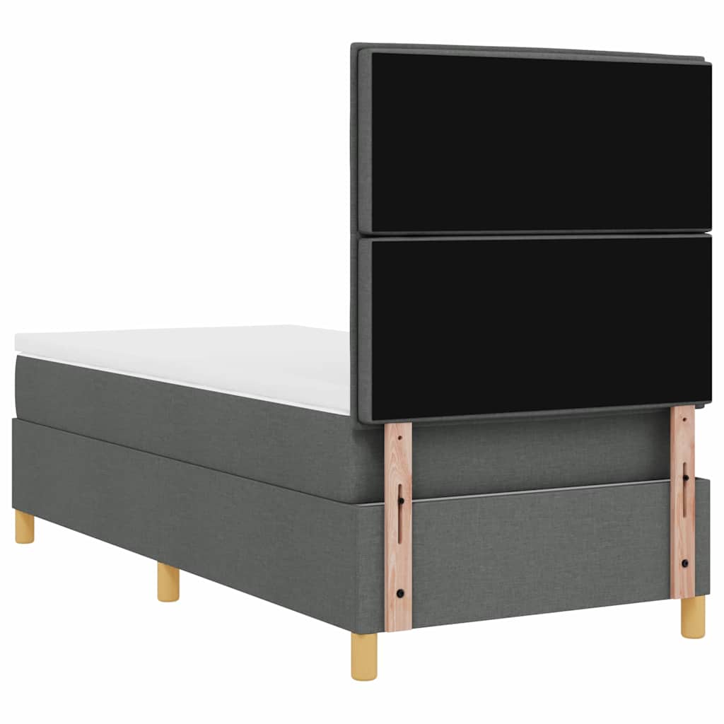 Boxrugós ágy matracmal Sötétszürke 100 x 200 cm szövet