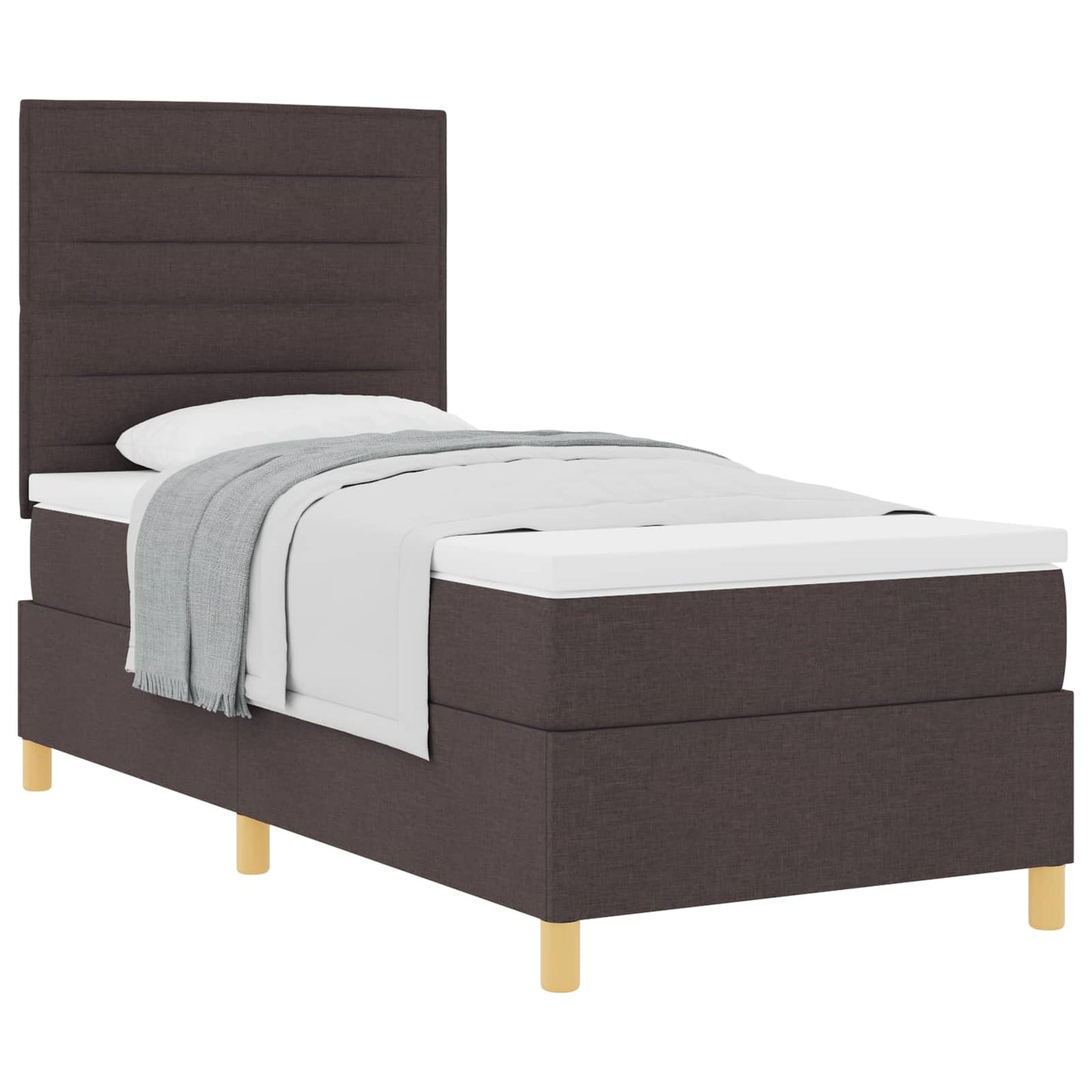 Boxrugós ágy matracmal Sötét Barna 100 x 200 cm szövet