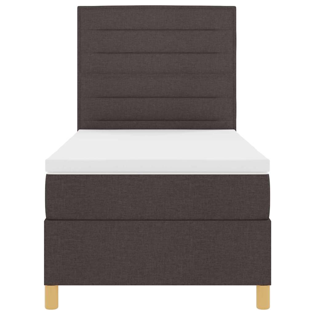 Boxrugós ágy matracmal Sötét Barna 100 x 200 cm szövet