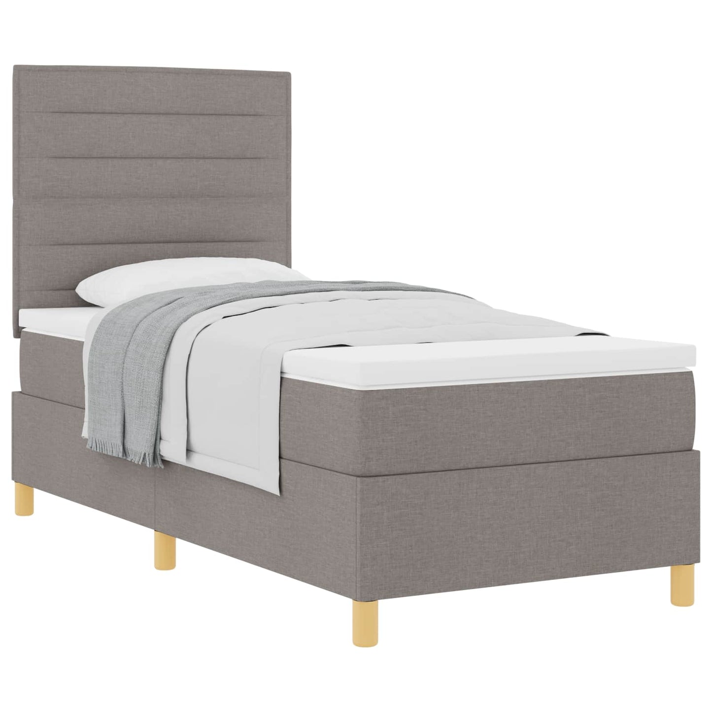 Boxrugós ágy matracmal fejtámlával Tópszínű 100 x 200 cm szövet