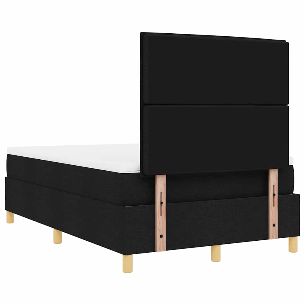 Boxrugós ágy matracmal fejtámlával Fekete 120 x 190 cm szövet