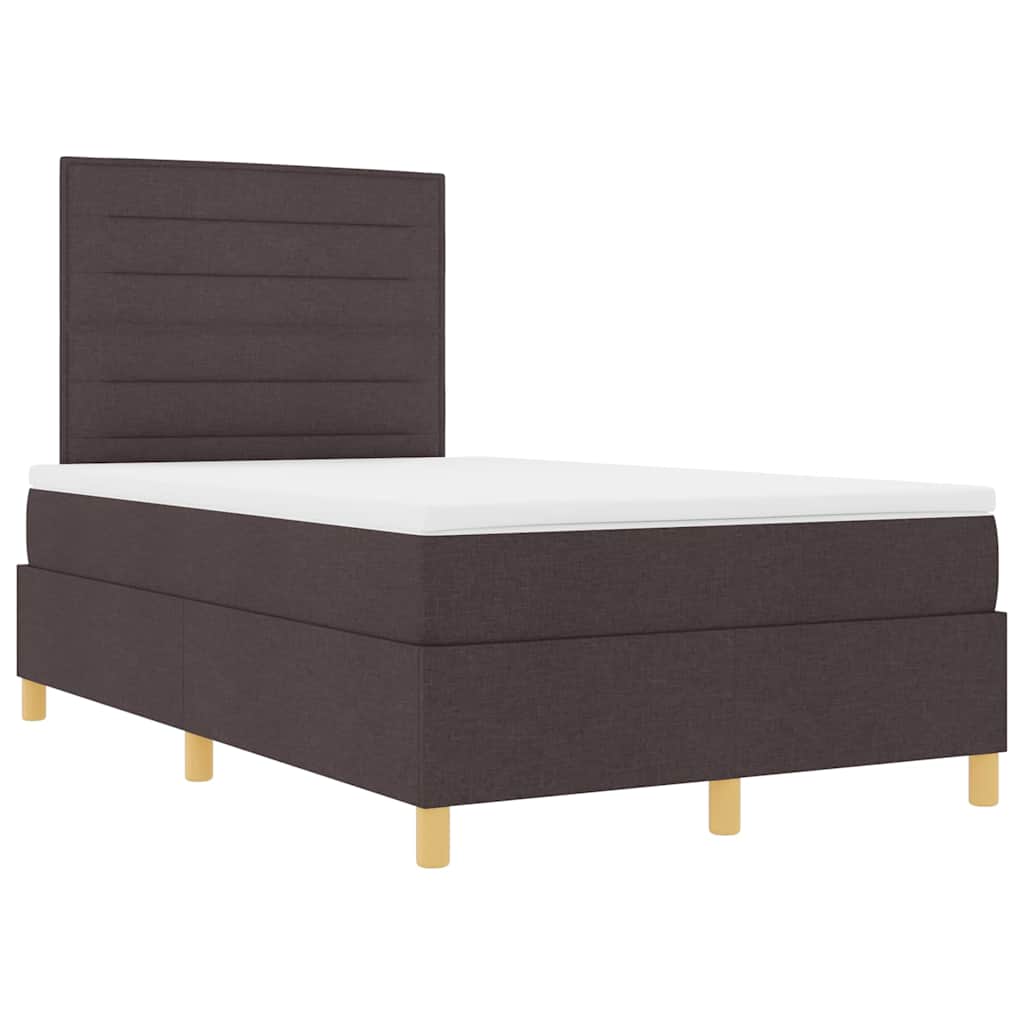 Boxrugós ágy fejtámlával Sötét Barna 120 x 190 cm szövet