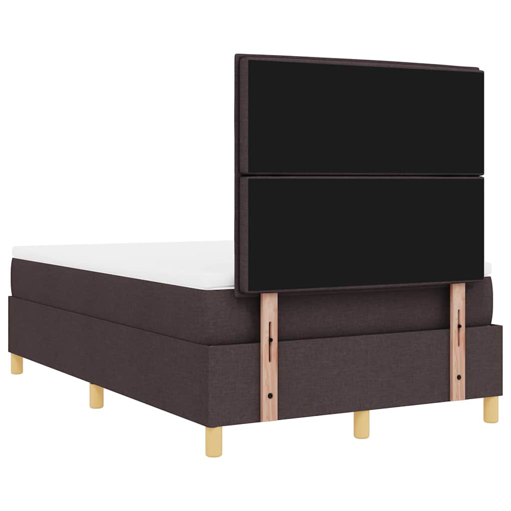 Boxrugós ágy fejtámlával Sötét Barna 120 x 190 cm szövet