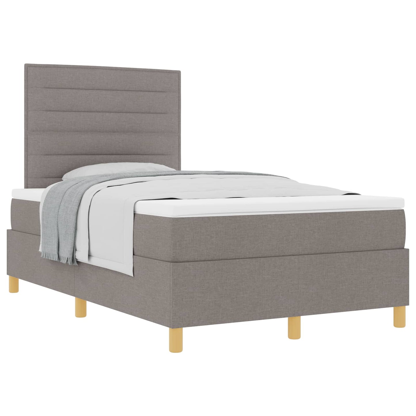 Boxrugós ágy matracmal fejtámlával Tópszínű 120 x 190 cm szövet