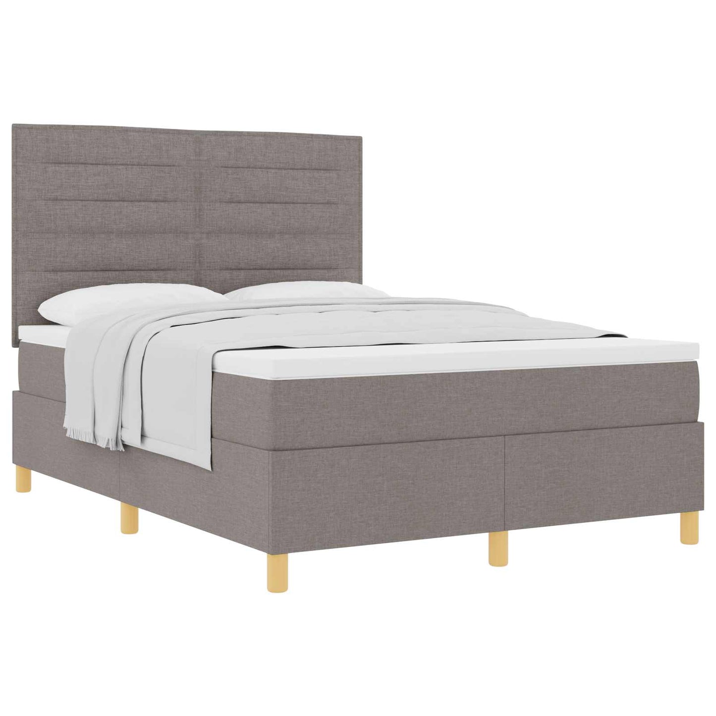 Boxrugós ágy matracmal fejtámlával Tópszínű 140 x 190 cm szövet
