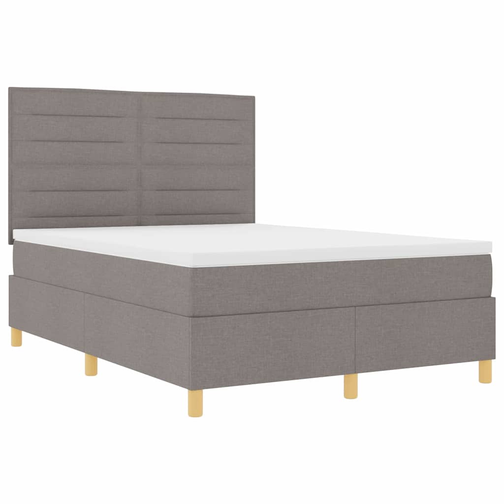 Boxrugós ágy matracmal fejtámlával Tópszínű 140 x 190 cm szövet