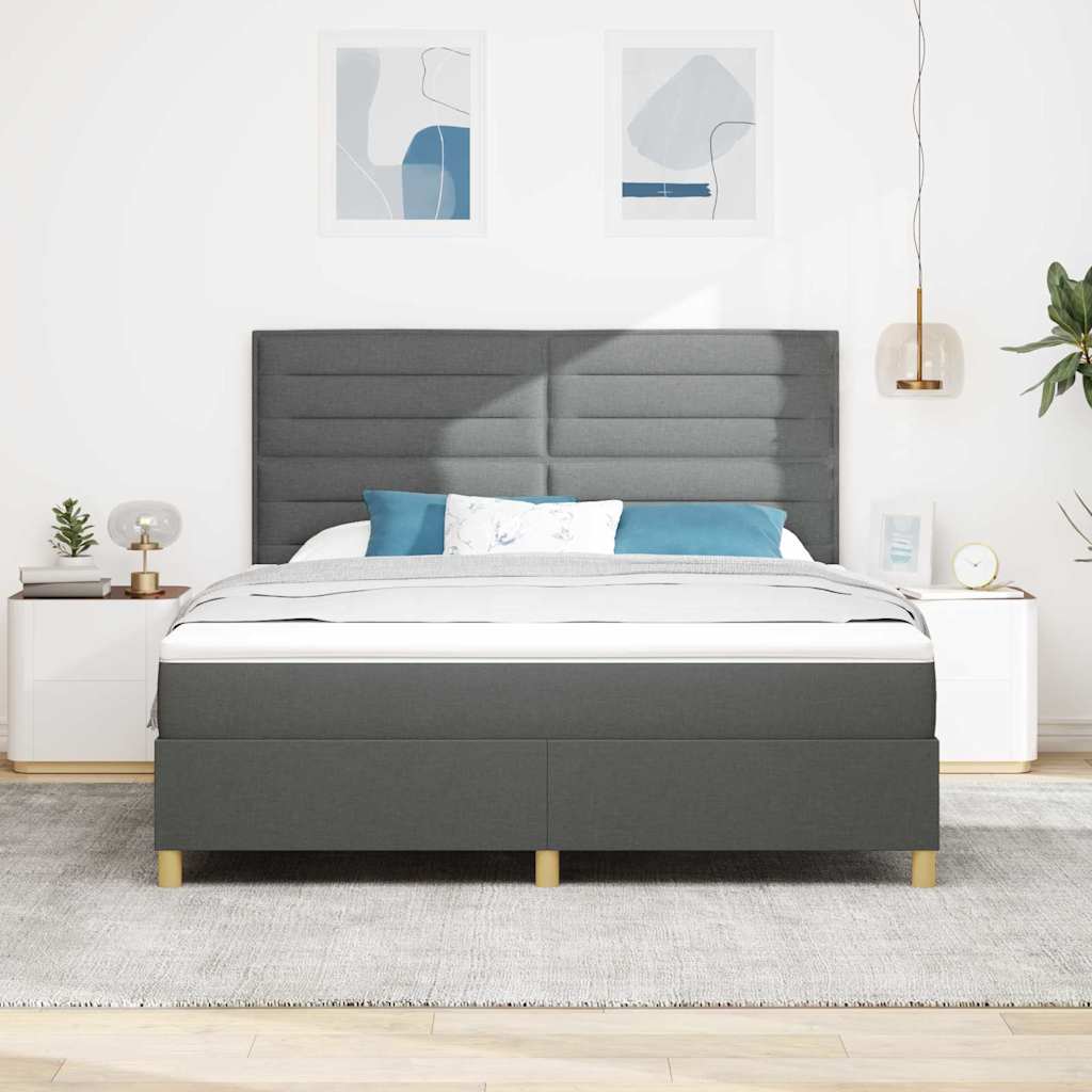 Boxrugós ágy matracmal Sötétszürke 180 x 200 cm szövet