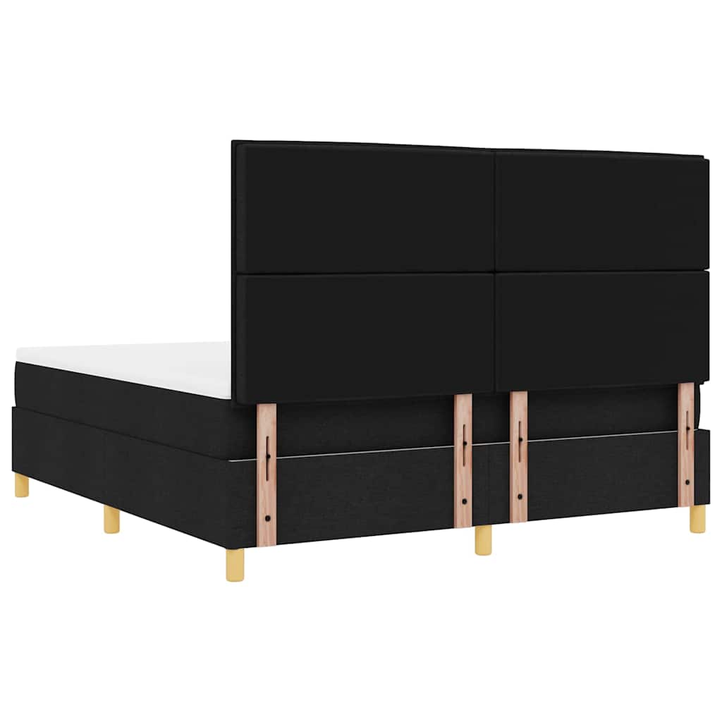 Boxrugós ágy matracmal fejtámlával Fekete 180 x 200 cm szövet