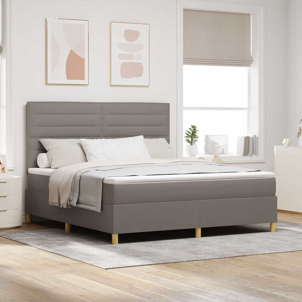 Boxrugós ágy fejtámlával Tópszínű 180 x 200 cm szövet