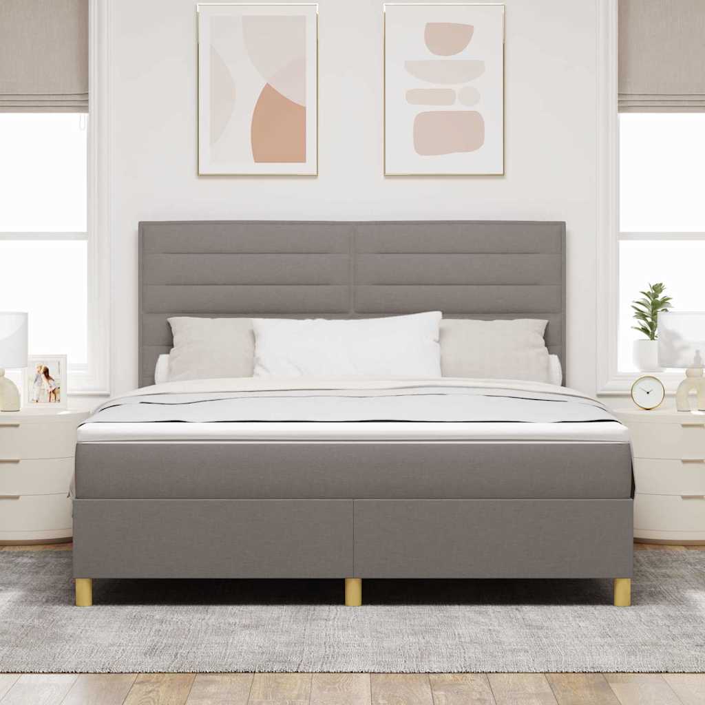 Boxrugós ágy fejtámlával Tópszínű 180 x 200 cm szövet