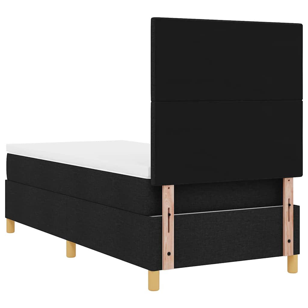 Boxrugós ágy fejtámlával Fekete 80 x 200 cm szövet