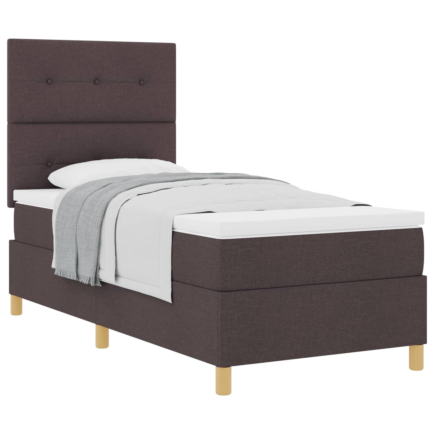 Boxrugós ágy fejtámlával Sötét Barna 80 x 200 cm szövet
