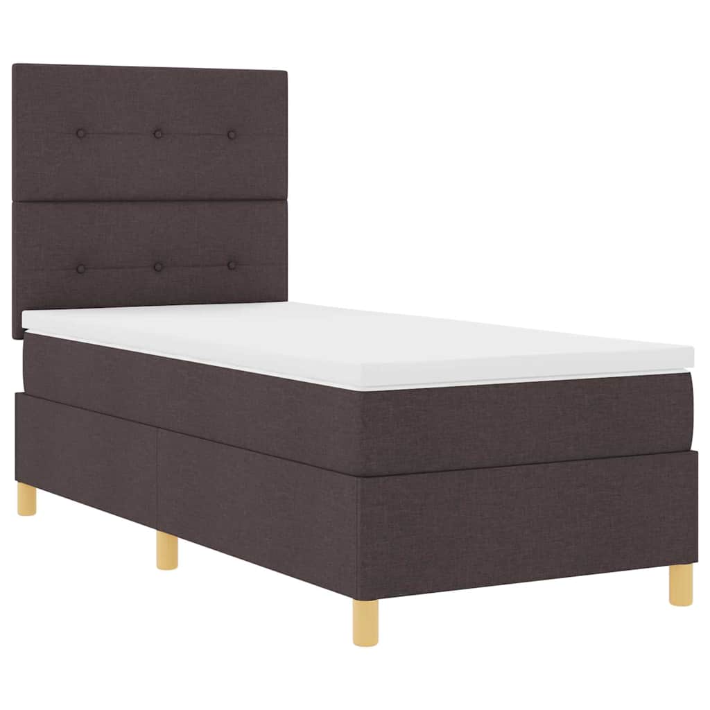Boxrugós ágy fejtámlával Sötét Barna 80 x 200 cm szövet