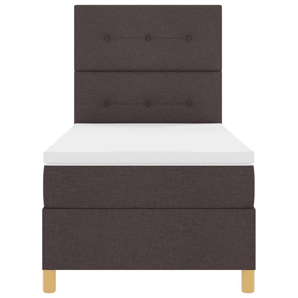Boxrugós ágy fejtámlával Sötét Barna 80 x 200 cm szövet