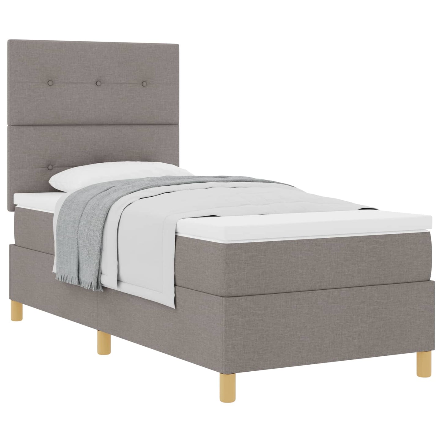 Boxrugós ágy fejtámlával Tópszínű 80 x 200 cm szövet