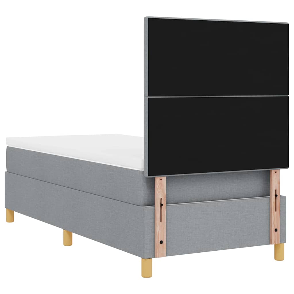 Boxrugós ágy fejtámlával Világosszürke 100 x 200 cm szövet