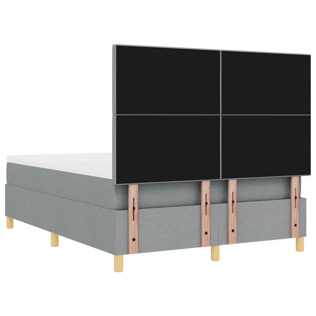 Boxrugós ágy fejtámlával Világosszürke 160 x 200 cm szövet