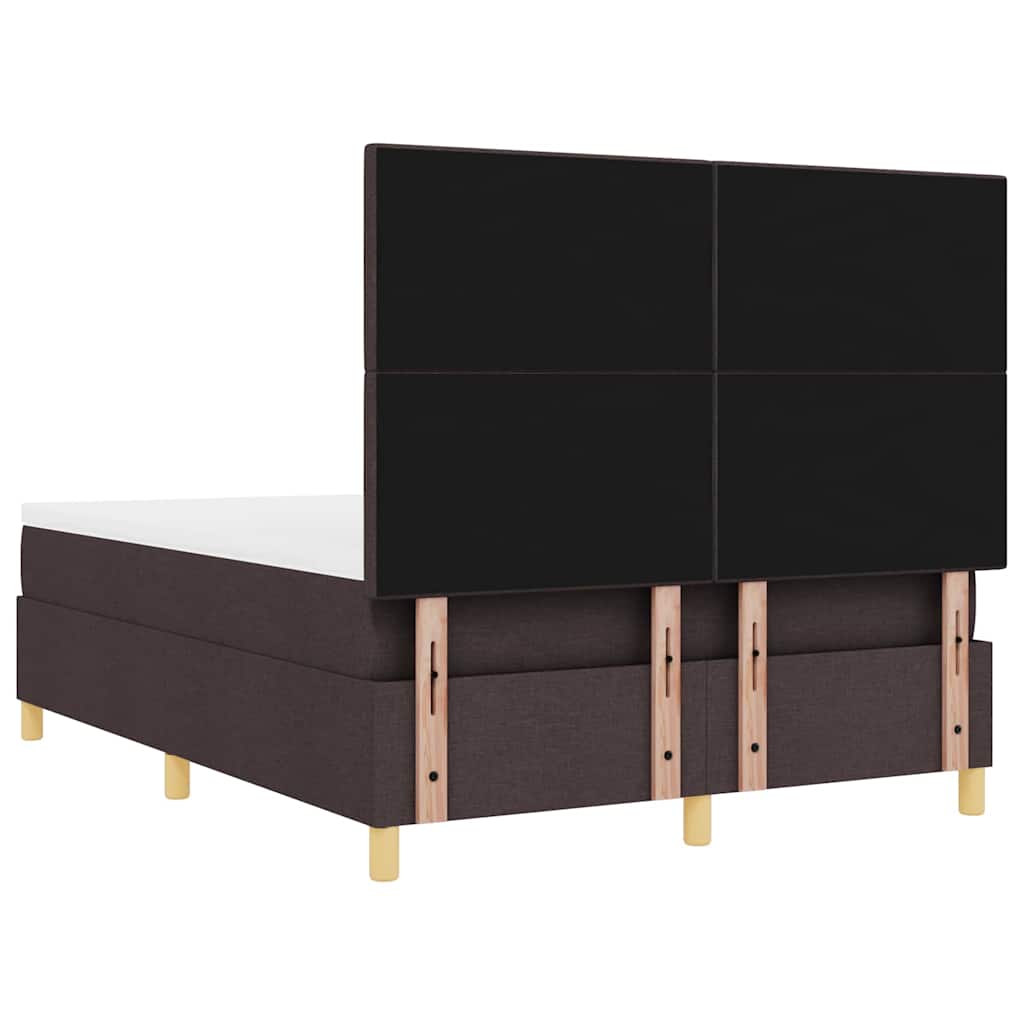 Boxrugós ágy fejtámlával Sötét Barna 160 x 200 cm szövet