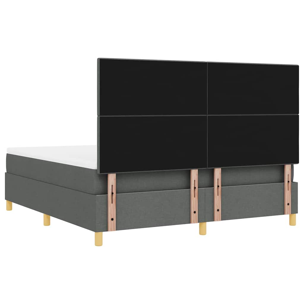 Boxrugós ágy fejtámlával Sötétszürke 180 x 200 cm szövet