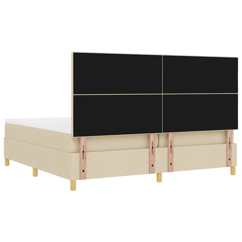 Boxrugós ágy fejtámlával Krém 200 x 200 cm szövet